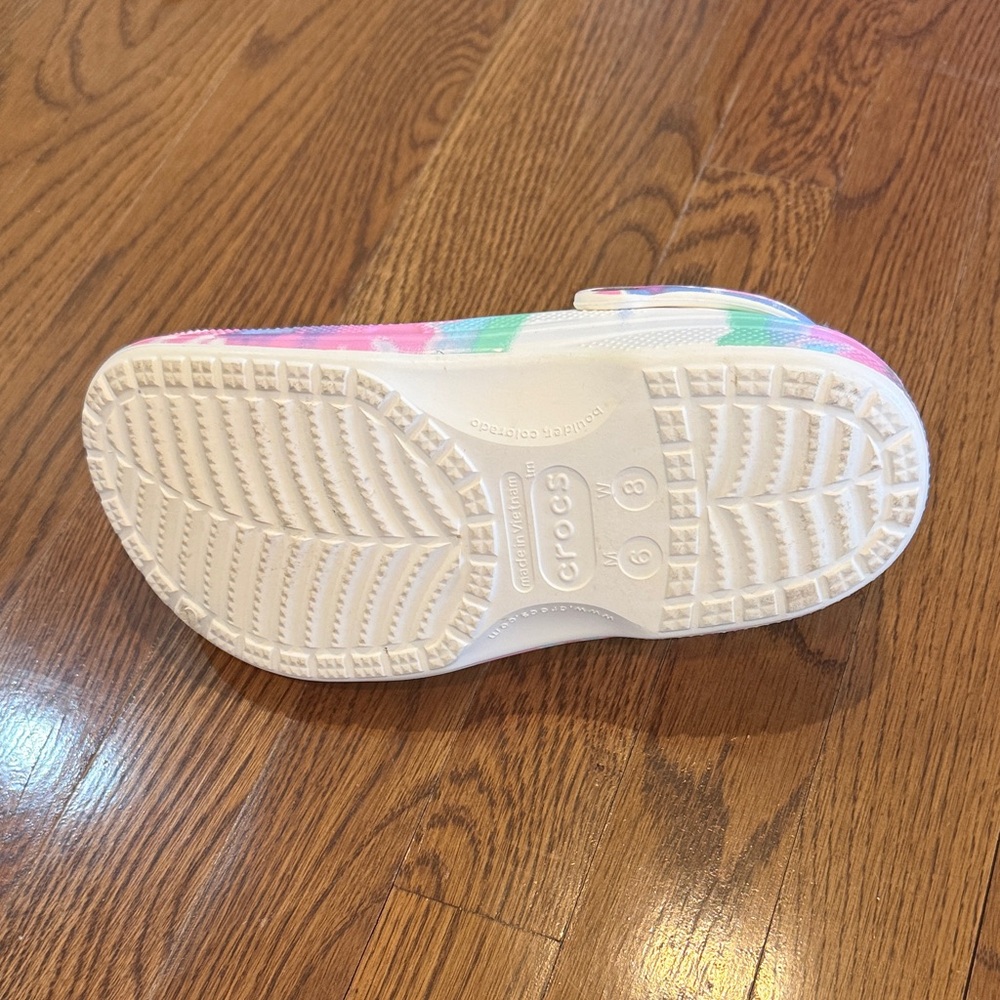 CROCS women’s Tie-Dye Lined Clog - Pink, Blue, Green - Picture 4 of 4